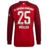 Maillot à Manches Longues FC Bayern Munich Thomas Muller 25 Domicile 2021-22 Pour Homme